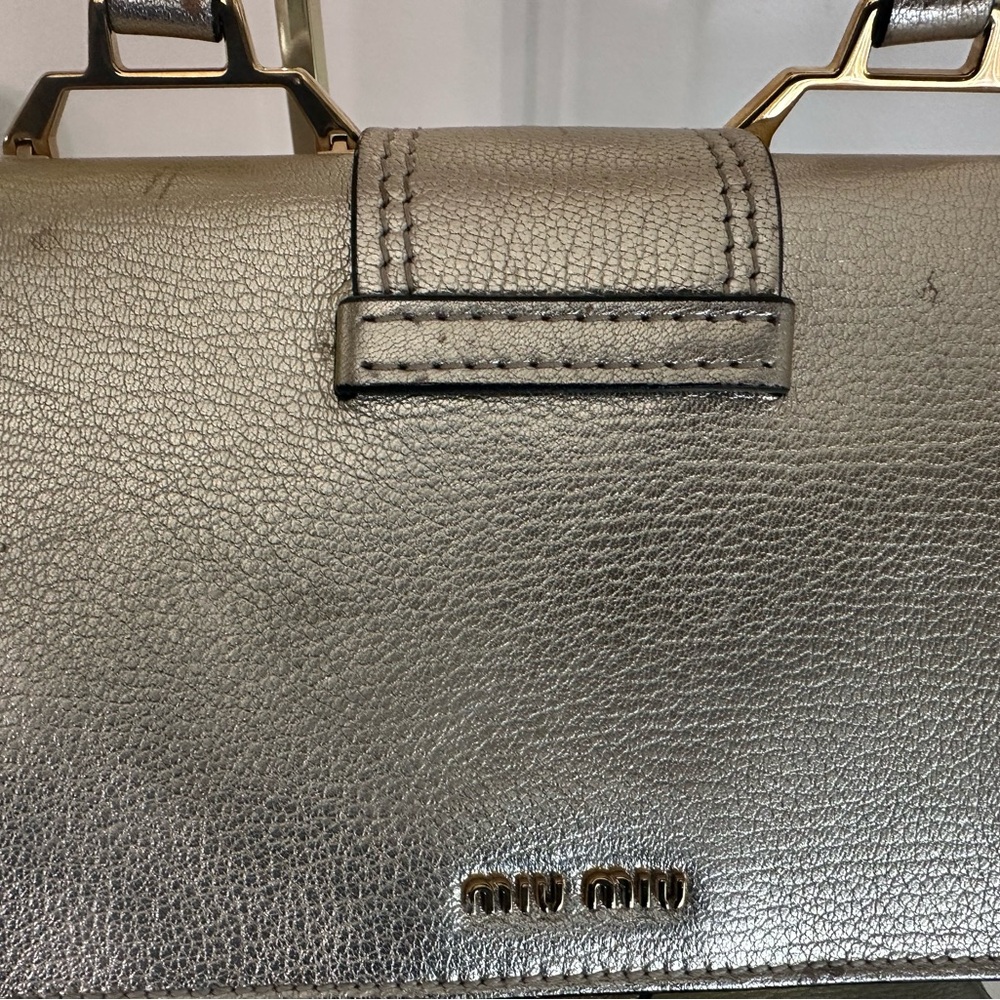 Miu Miu Gold Madras Crystal Embellished Crossbody Bag - Picture 12 of 13
